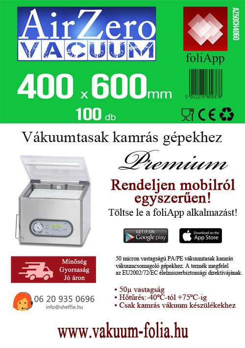 Vákuumtasak 400 x 600 mm csak csomagoláshoz (100 db)